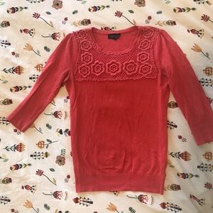 Topshop knit top/sweater with woven overlay XS